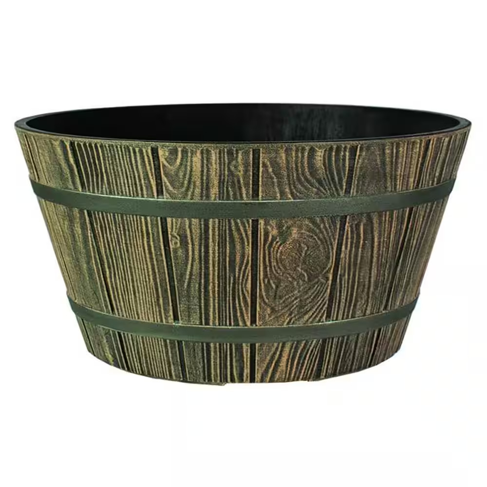 Container Height 16 In. and Width 16 In. Indoor Outdoor Aged Wooden Oak round Wh