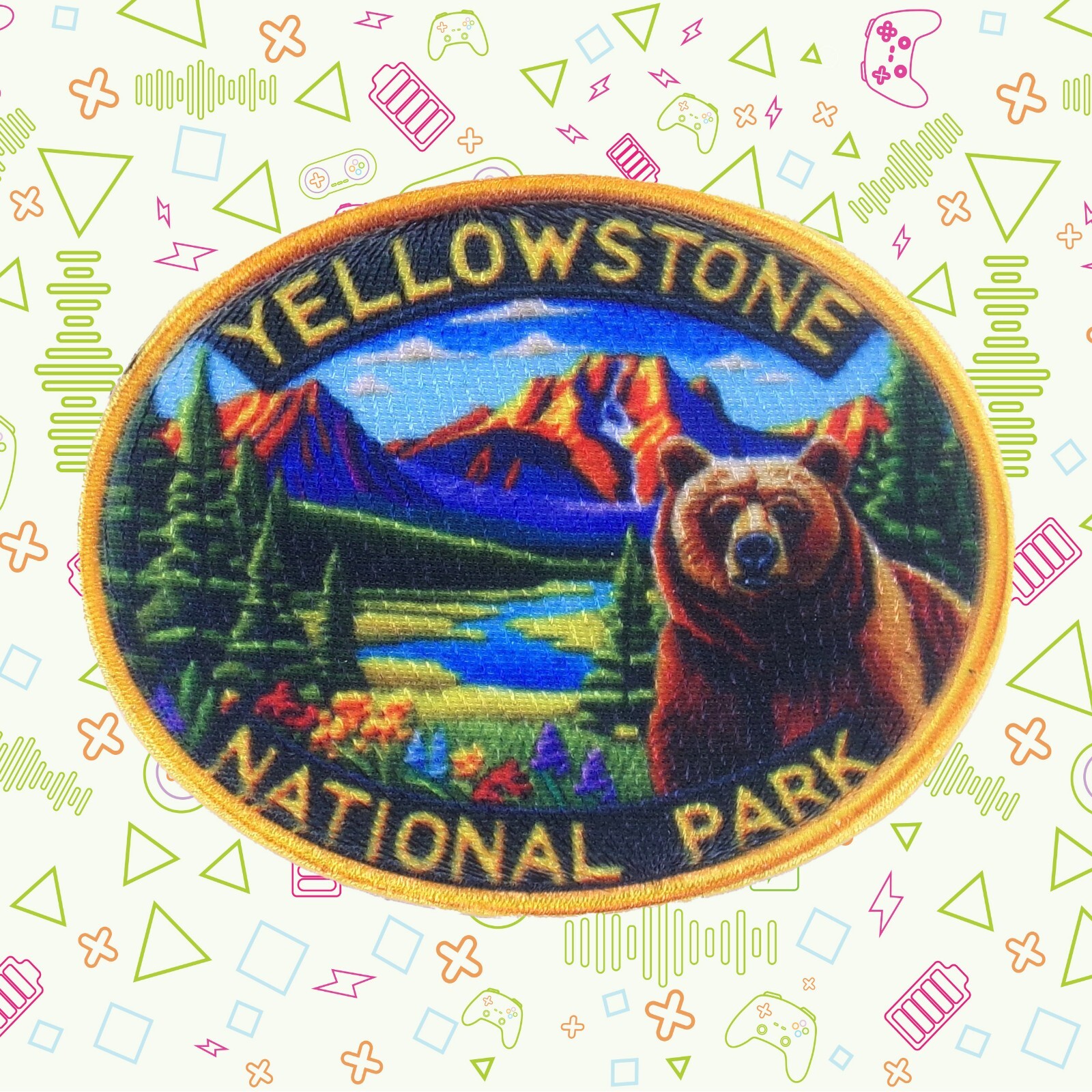 Yellowstone National Park Patch Iron-on Applique Clothing Vest, Nature Bear Wolf