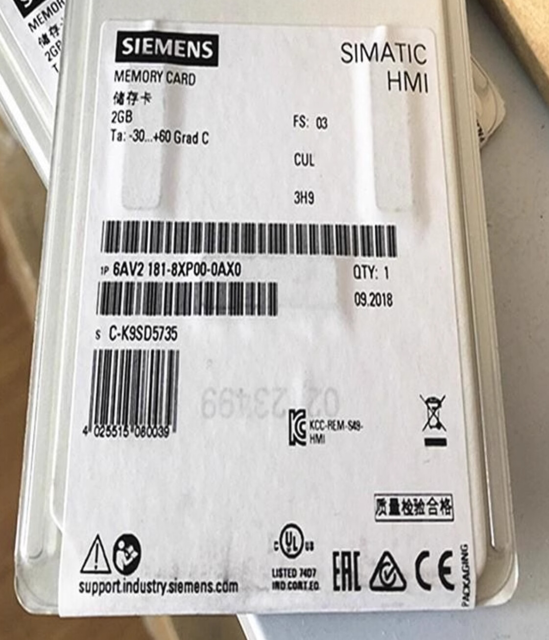 SIEMENS S7-300/C7/ET 200 Micro Memory Card 6AV2181-8XP00-0AX0