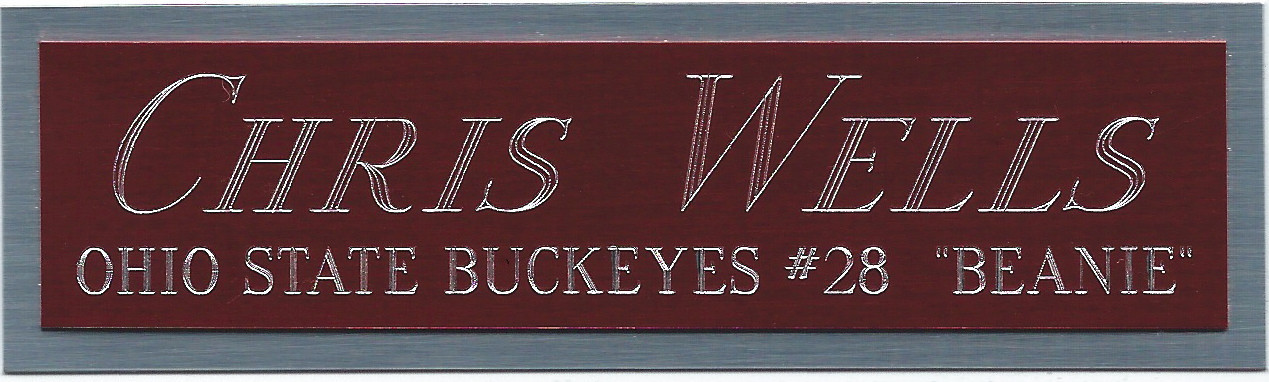 CHRIS BEANIE WELLS OSU NAMEPLATE AUTOGRAPH SIGNED Football-HELMET-JERSEY-PHOTO