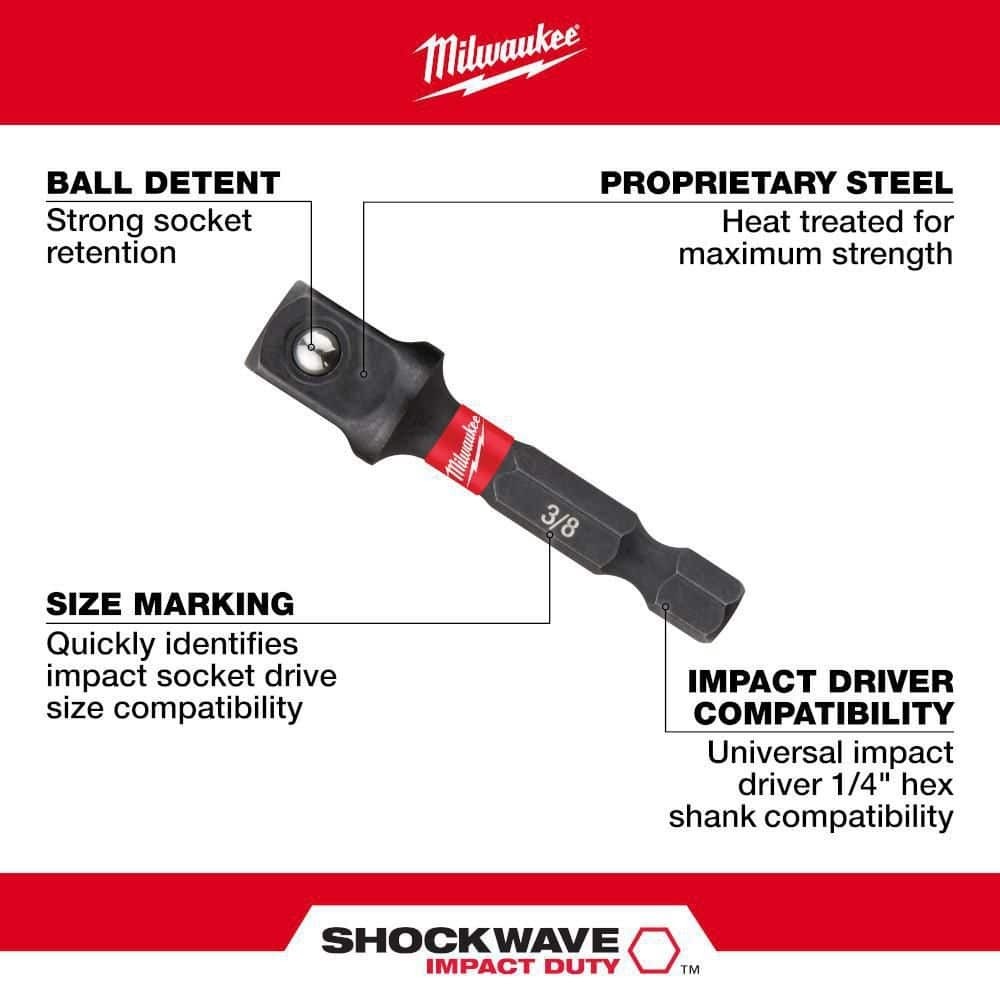 SHOCKWAVE Socket Adapter Set 3PC 1/4 Hex Impact Driver
