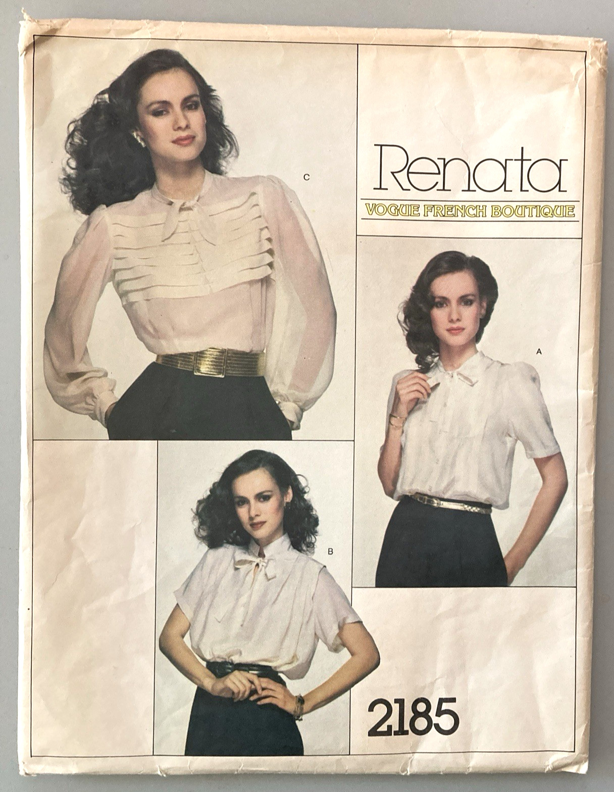 Vogue French Boutique Renata 2185 Pattern Couture Blouses Misses Sz 8 Uncut '79