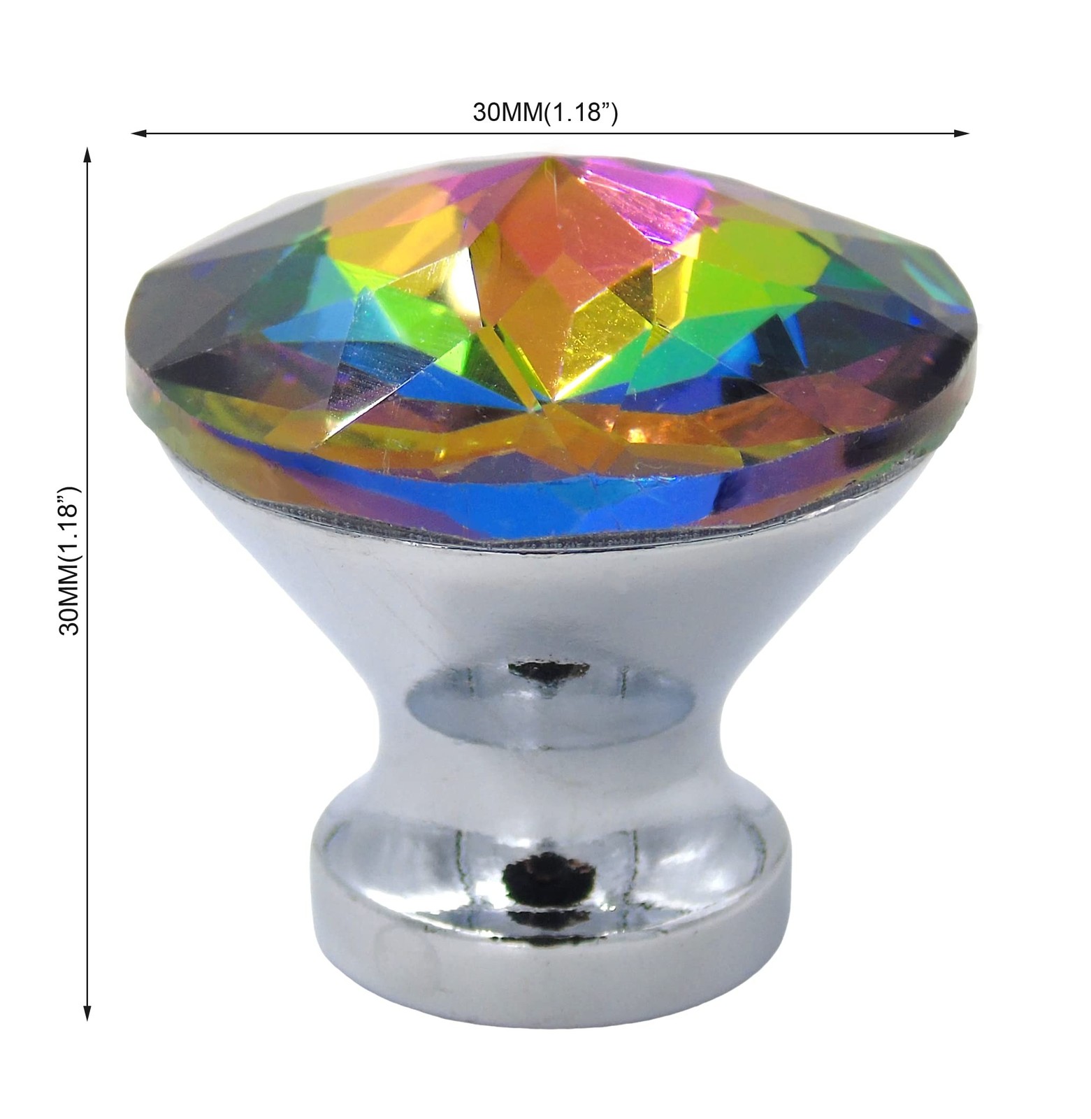 12pcs-Pack 30MM Colorful Crystal Glass Cupboard Wardrobe Cabinet Drawer Knob ...