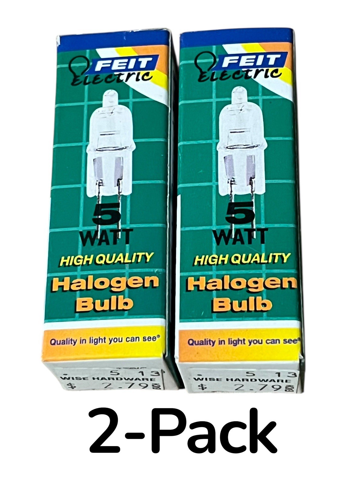 Feit Electric Q5T3 5-Watt Light Bulb 2-Pin G4 T3 Miniture ( 2-Pack ) Nos
