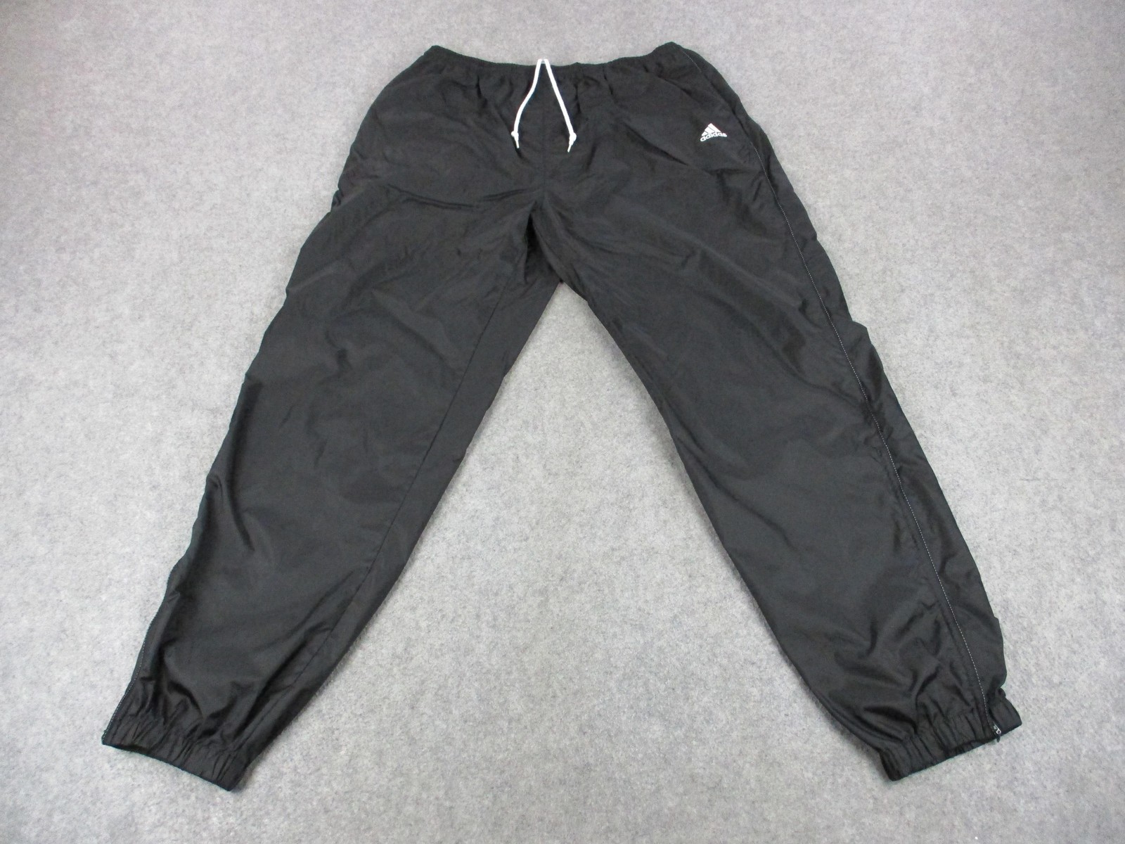 Adidas Pants Mens 2XL Black TEAM Track Tapered Ankle Zip Drawstring Nylon