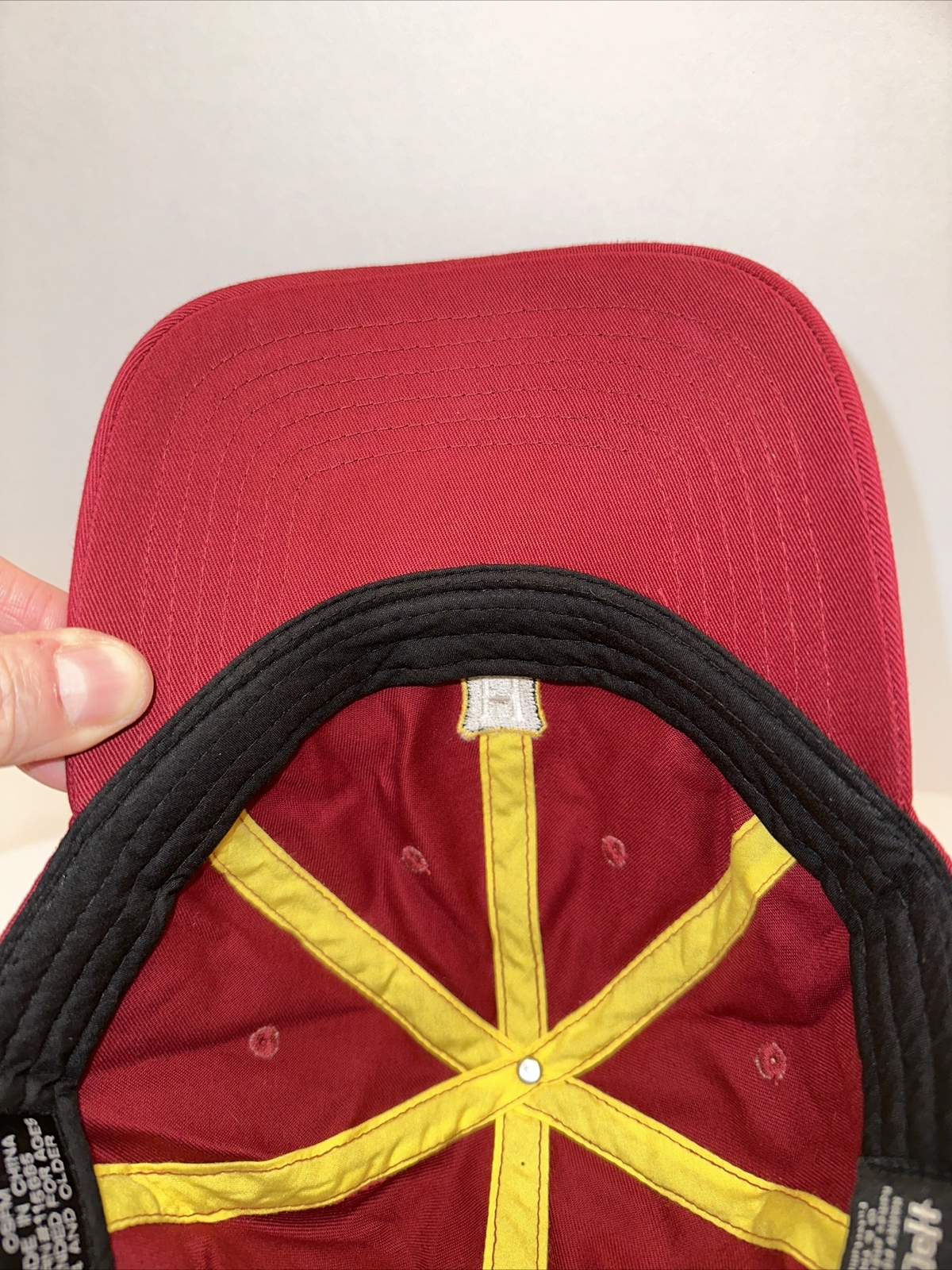 Hogwarts Logo with Black White Gold H on Maroon Hat Cap Harry Potter Hook Loop