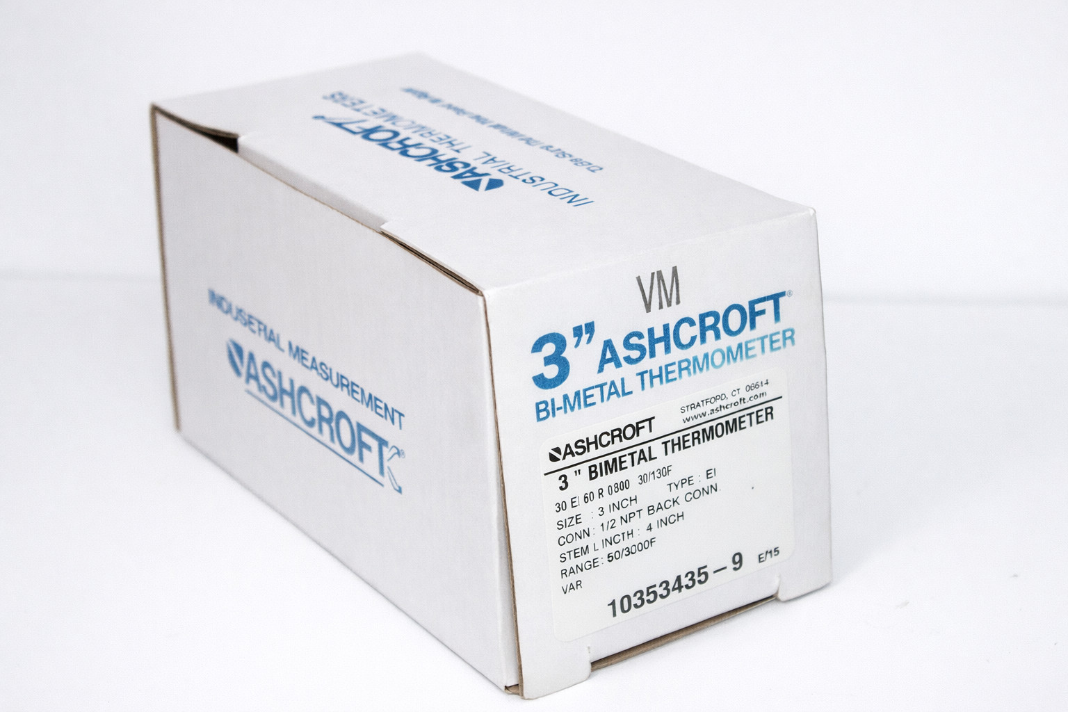 NEW IN BOX Ashcroft 30EI60R040  30/130°F 3" Bimetal Thermometer