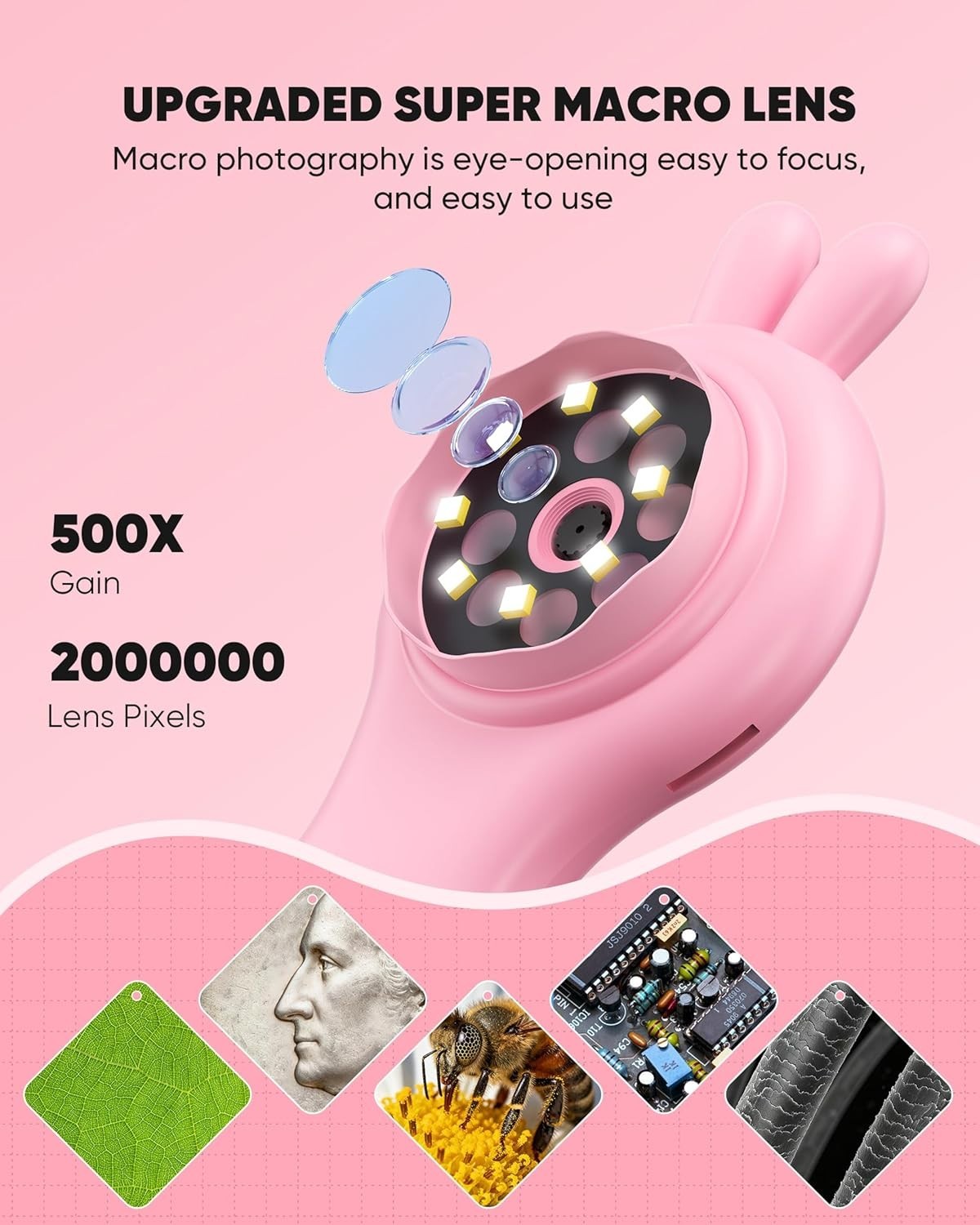 Mini Pocket Digital Microscope, Macro Fixed Focus Magnifying Glass, Portable ...