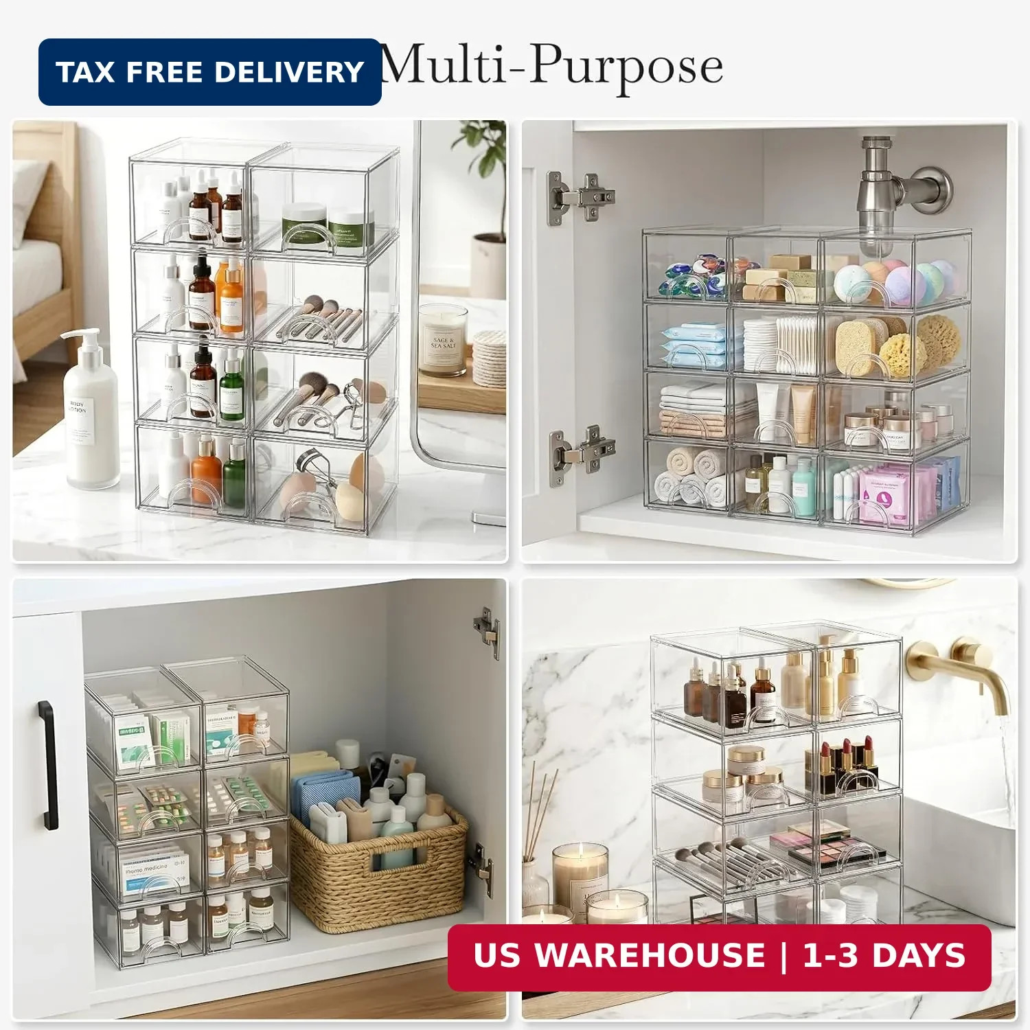 8 Pack Small Clear Stackable Acrylic Storage Boxes for Art Tool & Sketch, Storag