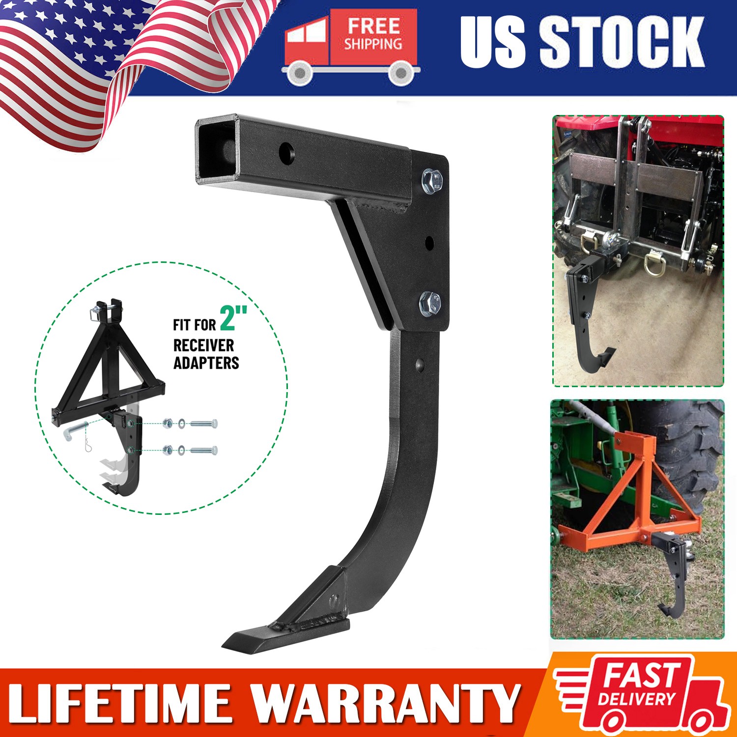 Hitch Lawn Mounted Ripper Middle Buster Plow For ATVs/UTVs Tractor & 2" Receiver