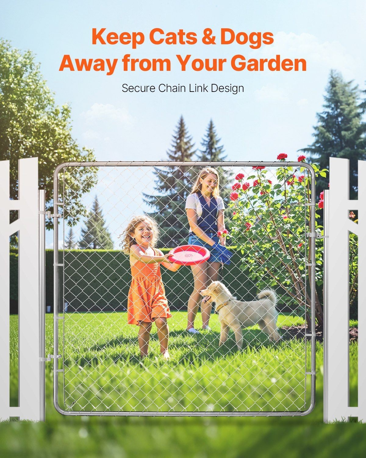 Rust-Resistant Galvanized Chain Link Gate 70x72in Adjustable Outdoor