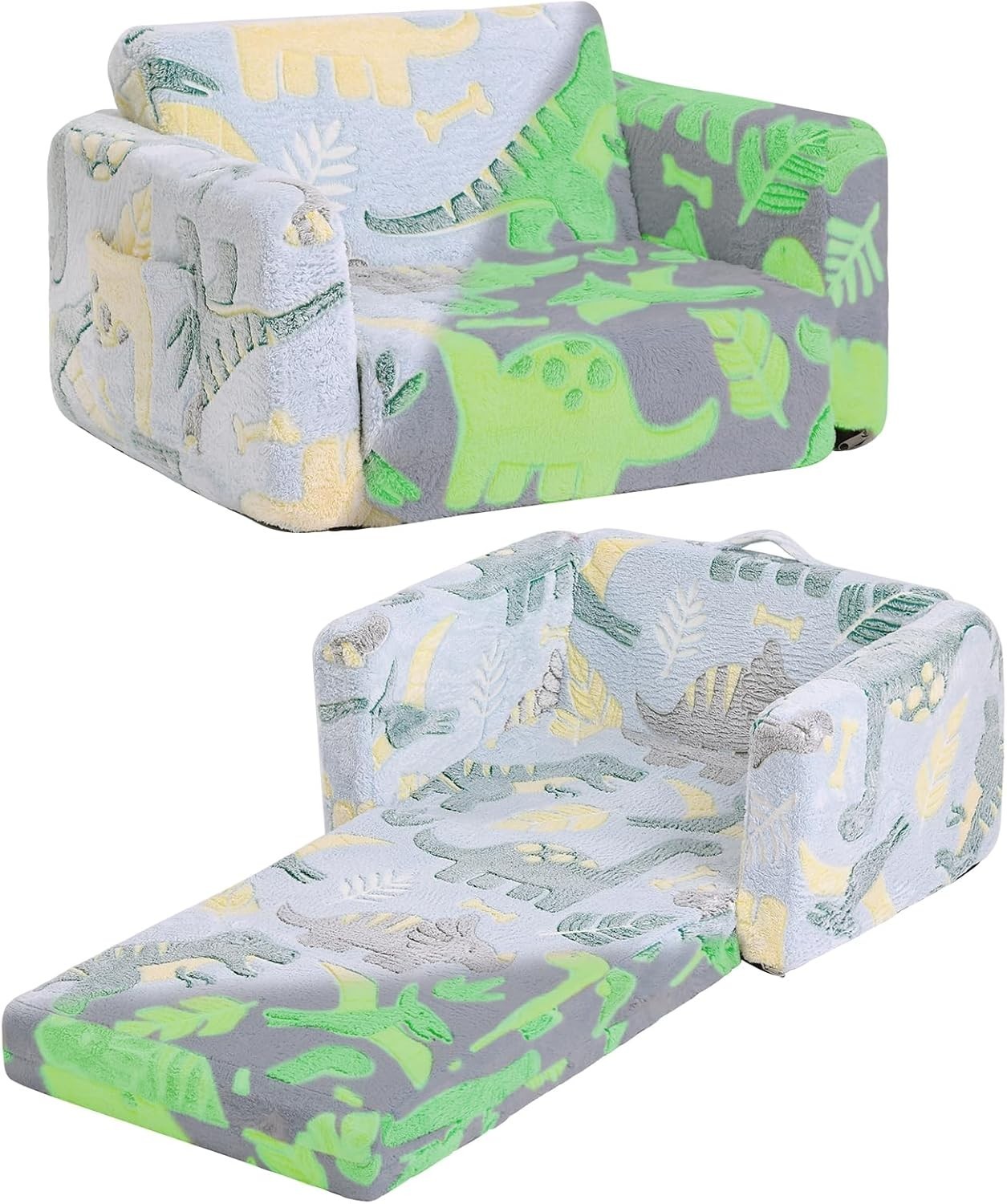Kids Sofa, 2-in-1 Kid Sofa, Convertible Children Couch to Lounger, Flip Out K...