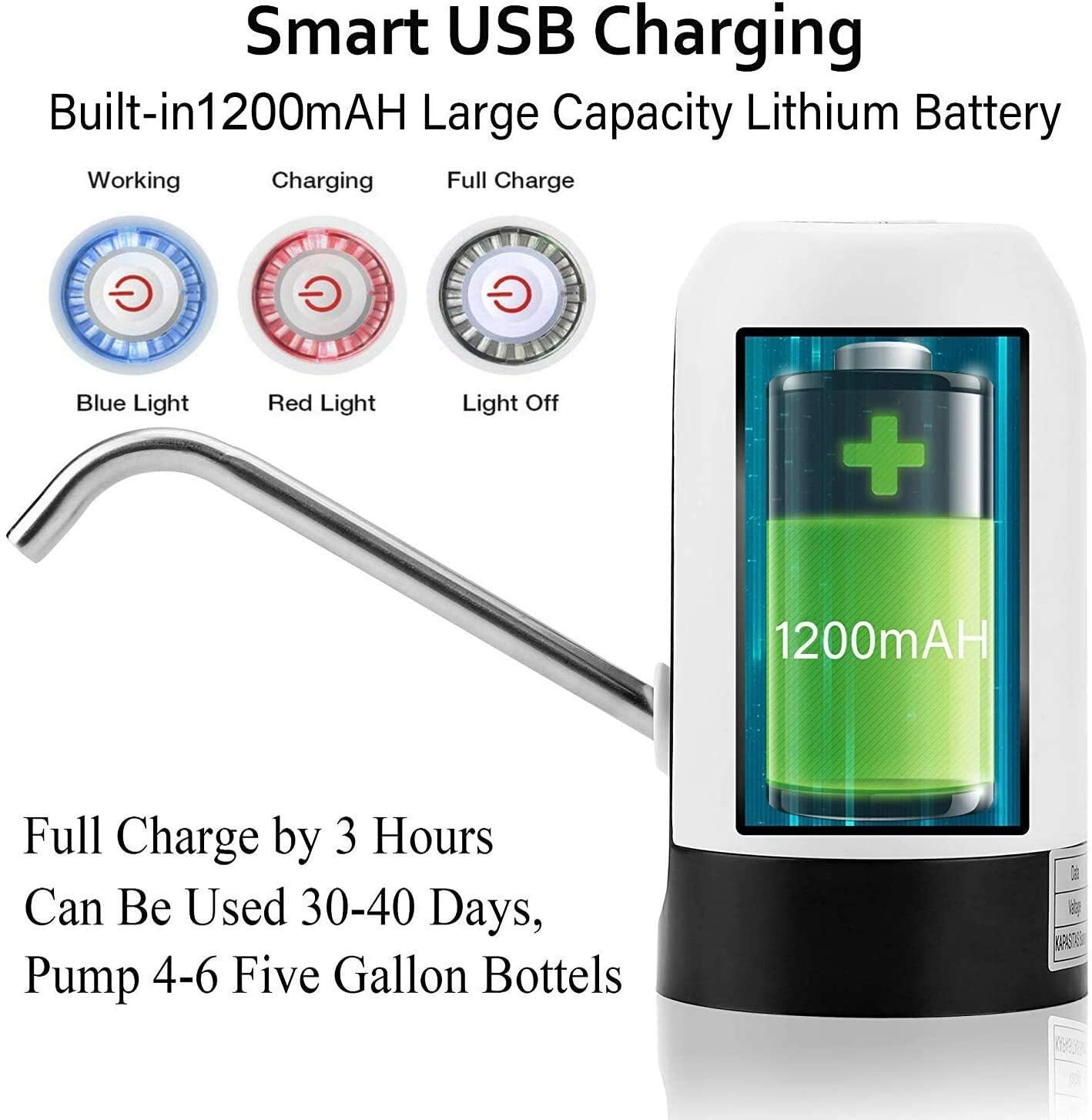 3X Water Bottle Switch Pump Electric Automatic Universal Dispenser 5 Gallon USB