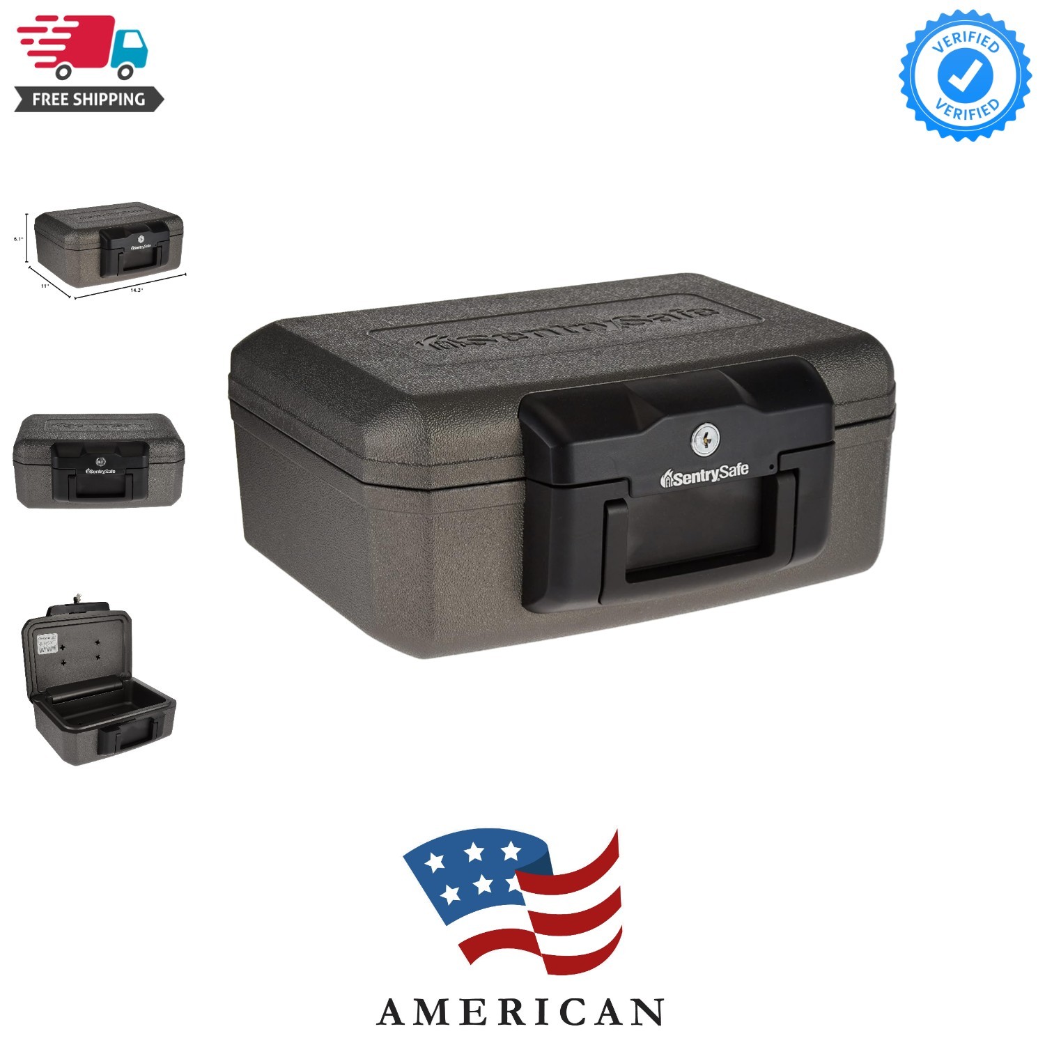 Fireproof Safe with Key Lock, Chest Lock Box for Home or Travel Secures Money...