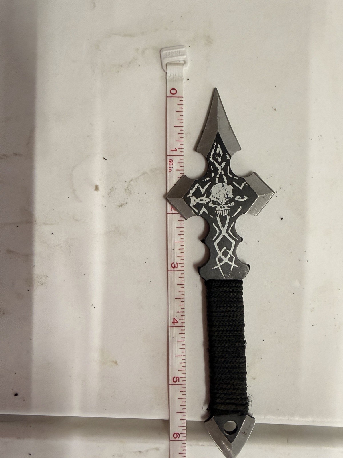 Double Edge Stainless Steel Dagger Cord Handle Black Silver Full Tang