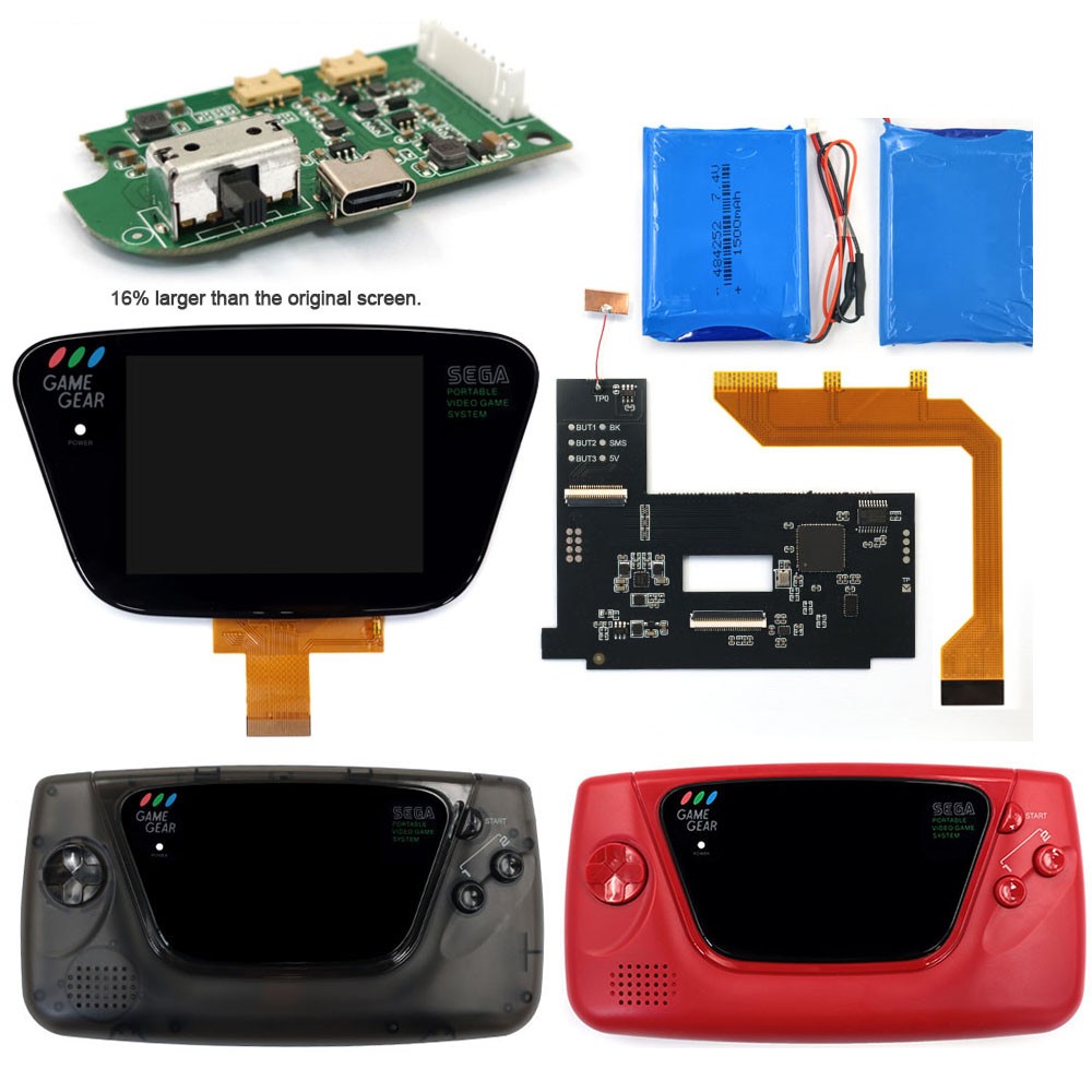 3.5" Laminated LCD IPS Screen Rechargable USB-C Bat For SEGA Game Gear GG