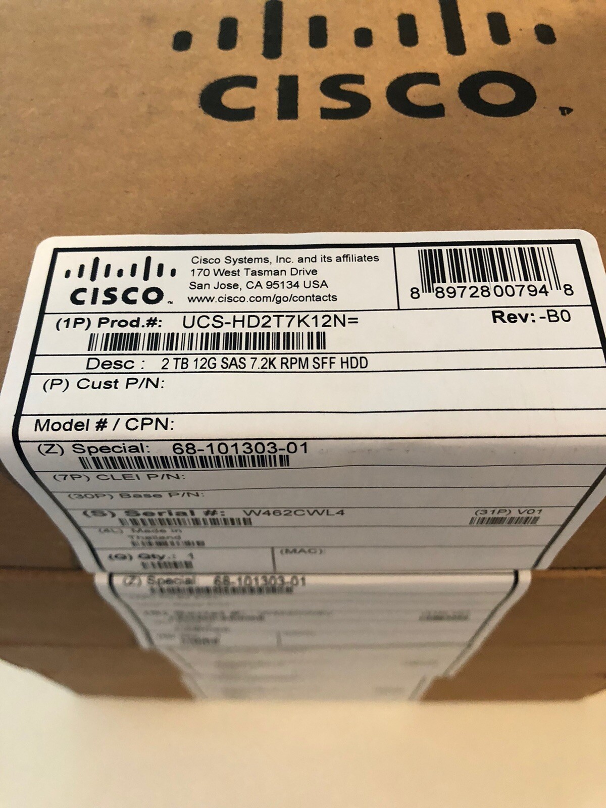Brand New Sealed Cisco UCS-HD2T7K12N 2TB 12G SAS 7.2K RPM SFF HDD. 4 In Stock