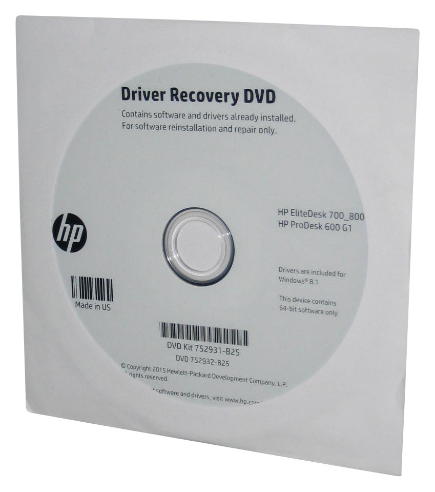 Driver Recovery HP EliteDesk700_800 Pro Desk 600 G1 CD DVD 752932-B25