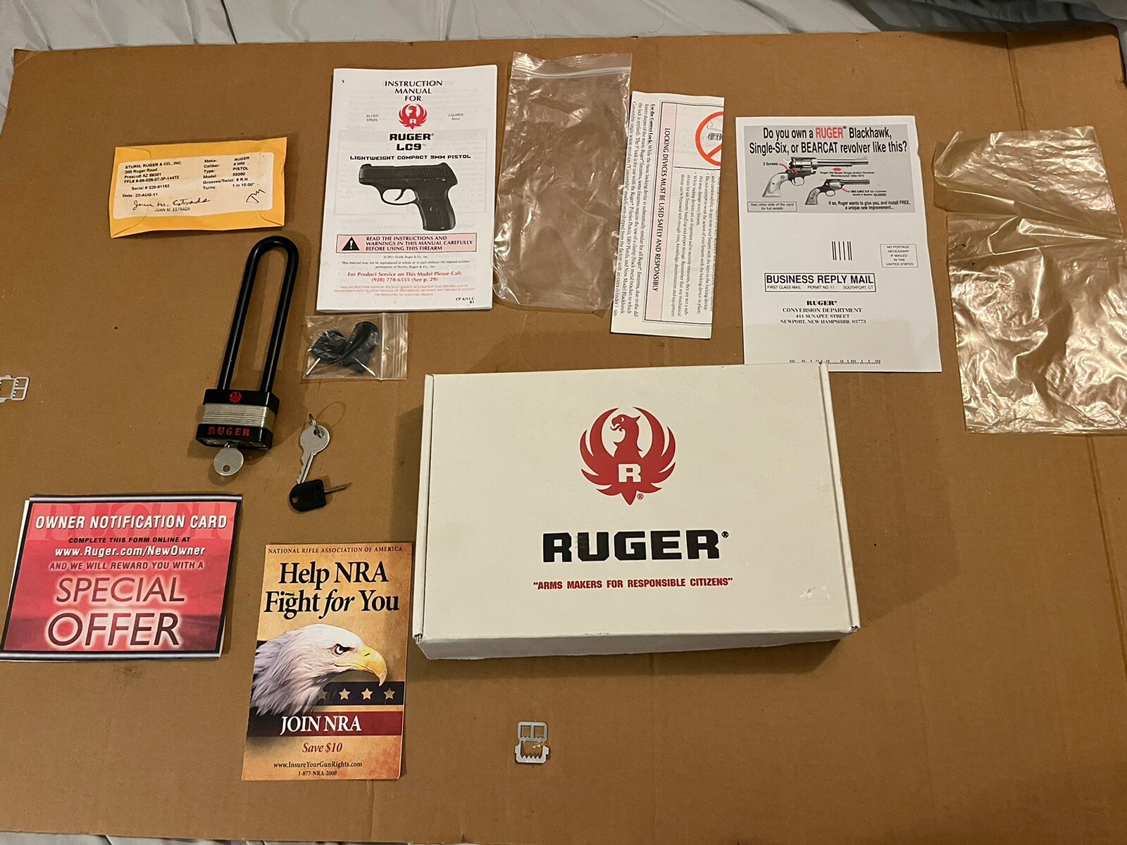 Ruger Gun Lock W/Box & LC9 Pistol Instructions Accessories