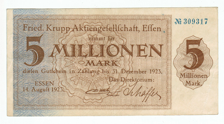 GERMANY BANKNOTE 5 MILLION MARK ESSEN 1923