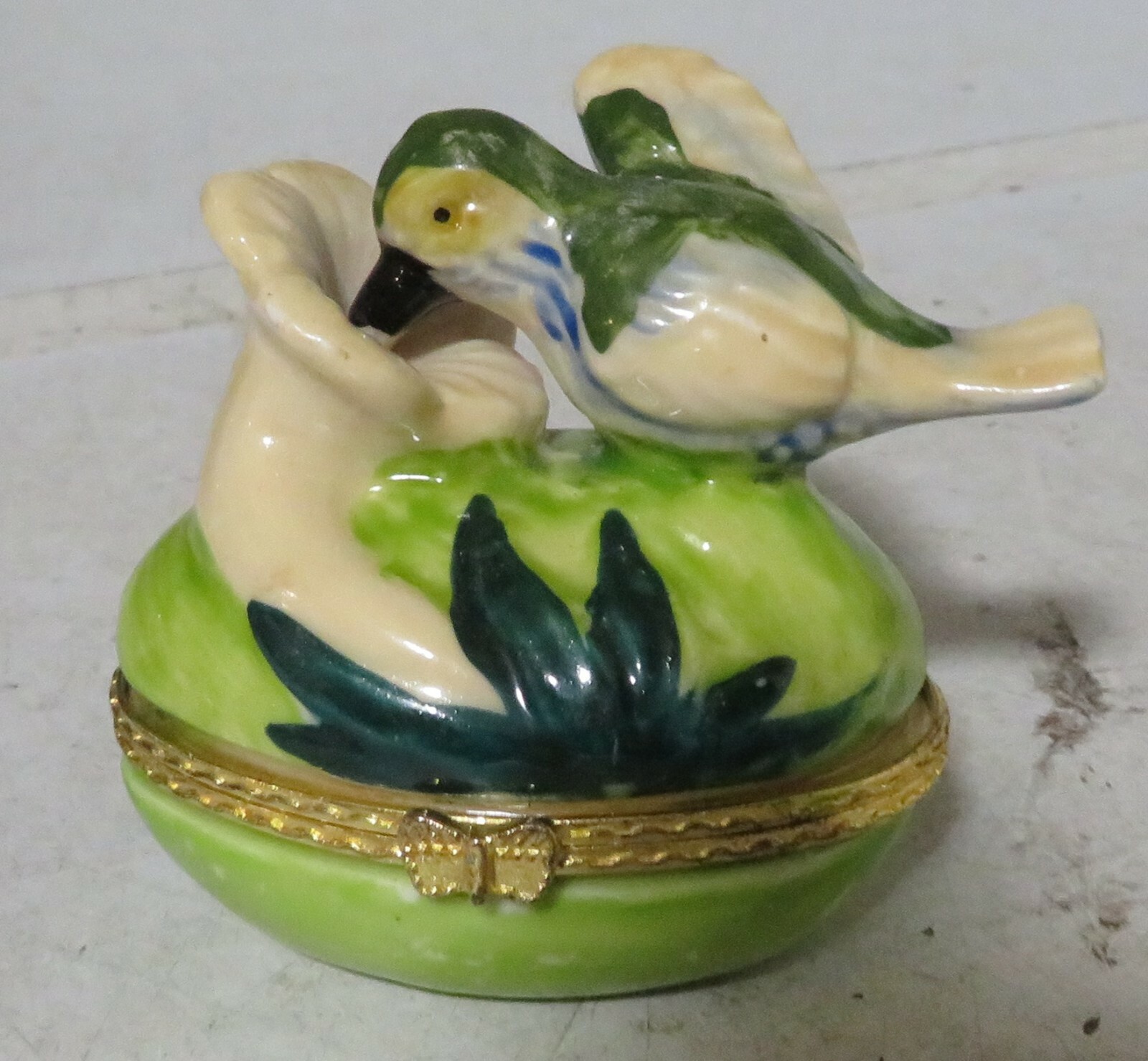 Beautiful Hinged Hummingbird Flower Multicolor Trinket Jewelry Box Unbranded