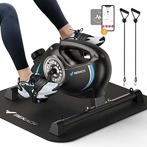 Under Desk Bike Pedal Exerciser, Quiet Magnetic Mini Exercise Bike Black & Blue