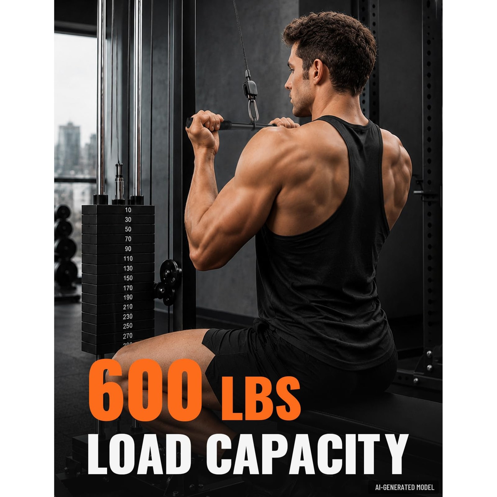 Straight Bar Cable Attachment, Non-Slip Tricep Bar for Tricep Pull Down, LAT Pul