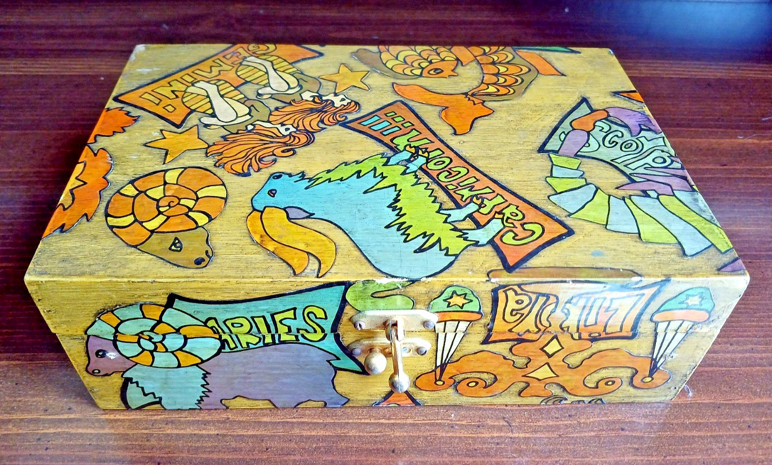 Handmade and Decorated Zodiac Signs Wooden Keepsake Box