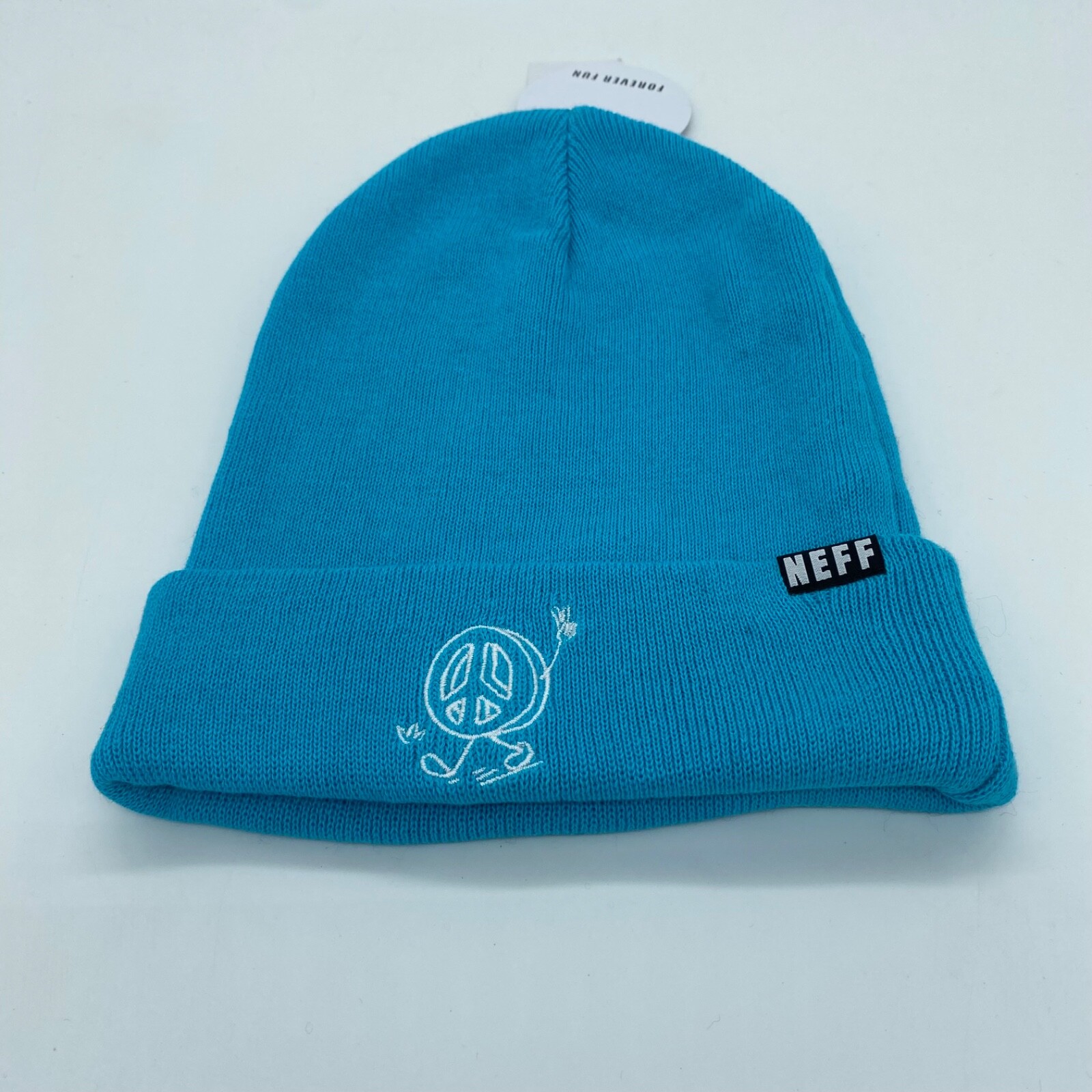 Neff Unisex Cuffed Winter Hat Warm Comfort Solid Blue Neff Logo One Size