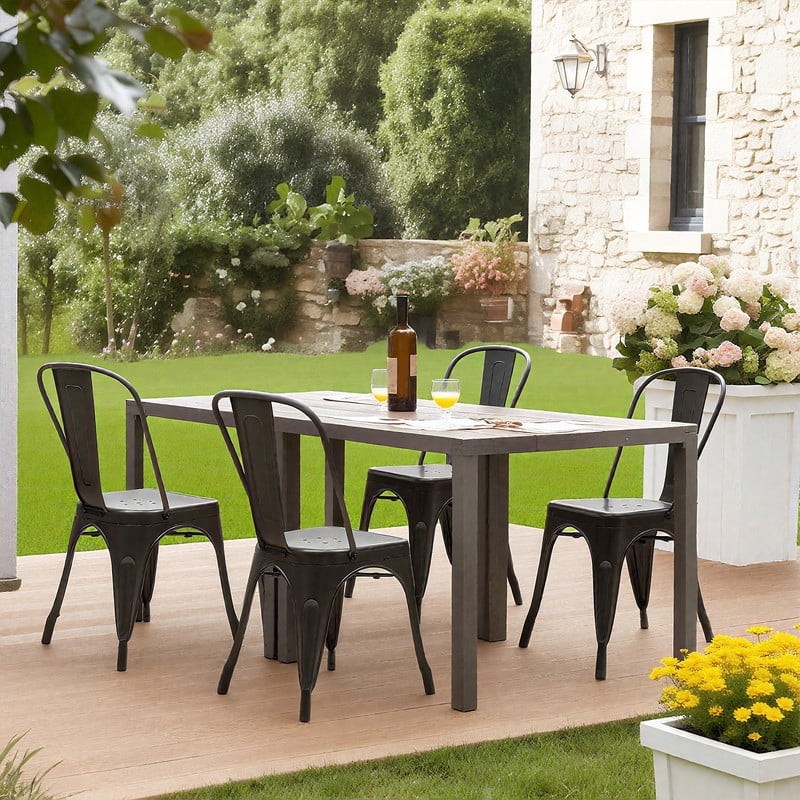 Metal Dining Chairs Set of 4 18 Inch Stackable Bar Chairs Modern Restaurant