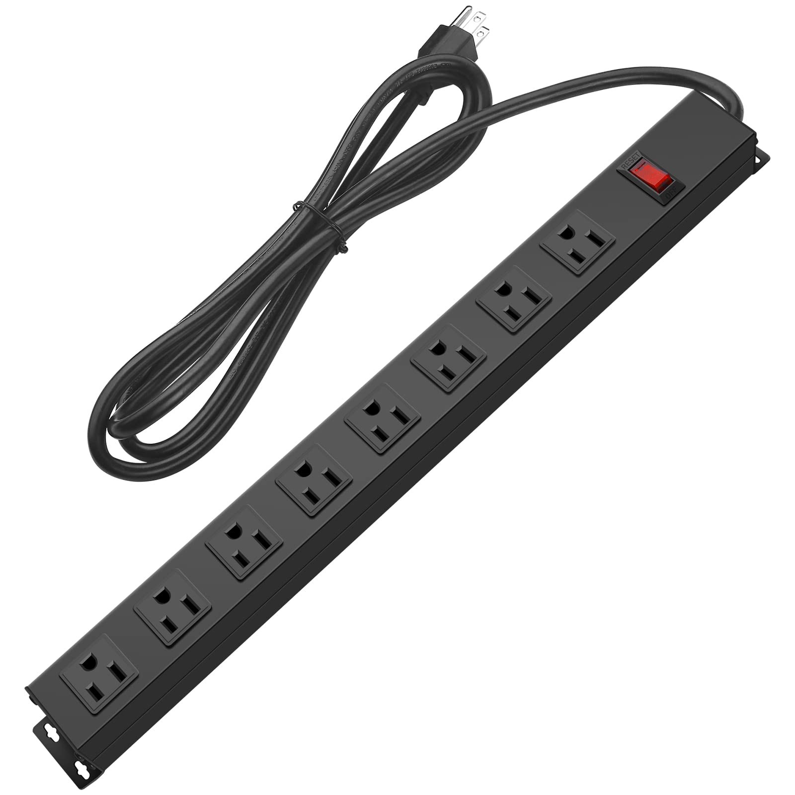 Metal 8 Outlet Mountable Power Strip, Wall Mount Outlet Heavy Duty, Wide Spac...