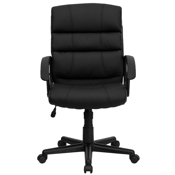 Flash Furniture Go-1004-Bk-Lea-Gg Leather Task Chair, 17-1/2" To 21-1/2", Black