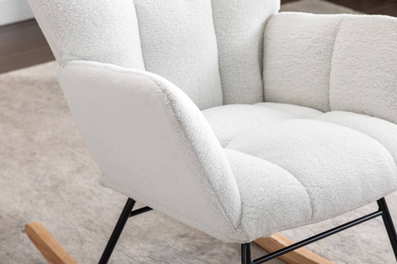 Teddy Fabric Rocking Glider Nursery Chair,Glider Rocker for Living Room Indoor