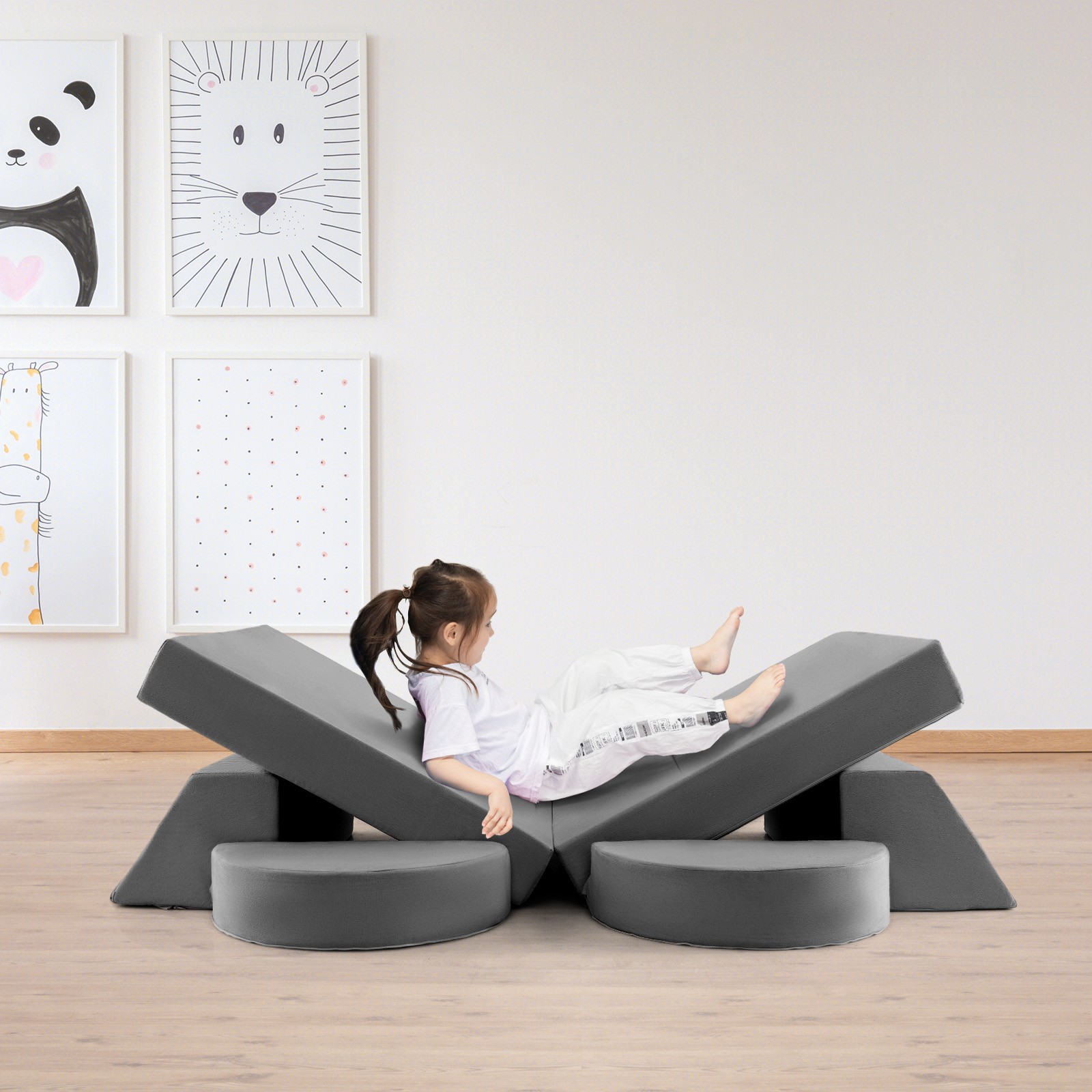 Indoor Kids Modular Play Sofa 8 PCS w/ Detachable Cover for Playroom & Bedroom