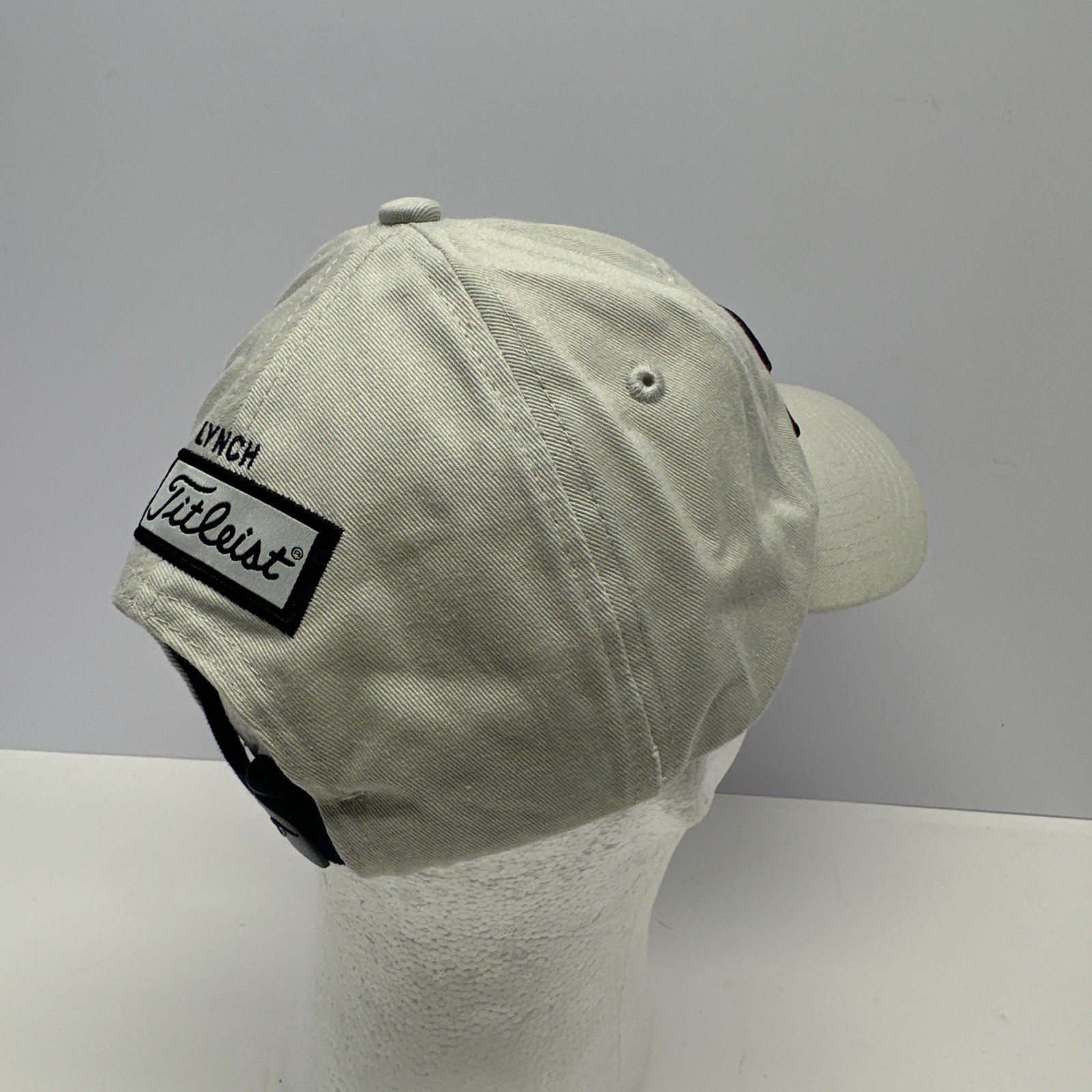 Titleist Golf Strap Back Hat Beige Cap Embroidered #1 Lynch Adjustable