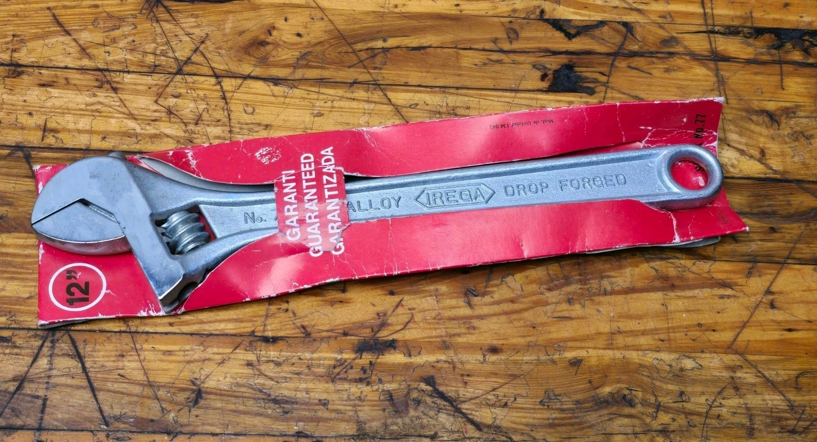 NOS IREGA Adjustable Wrench 12" No. 77 Made in Spain NEW