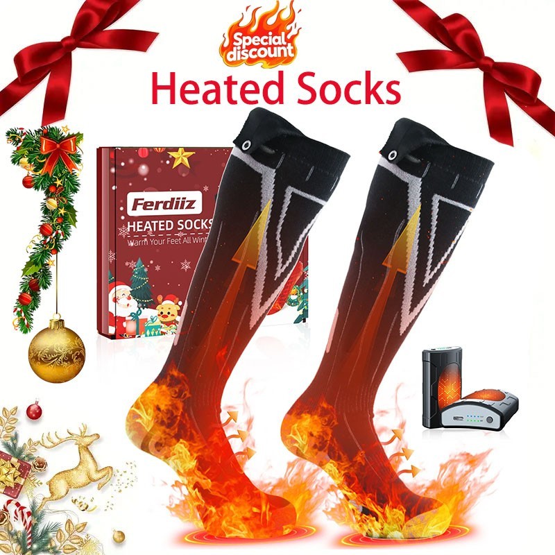 7500mAh Heated Socks & Hand Warmer for Men Women,Rechargeable Heated Socks Xmas
