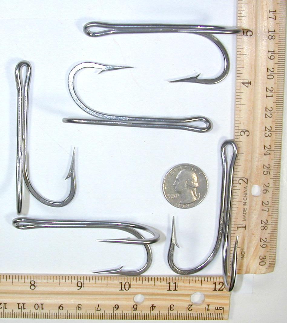 5  10/0 7982HS / 7897S SS Stainless Steel  Double Prong Tuna hooks