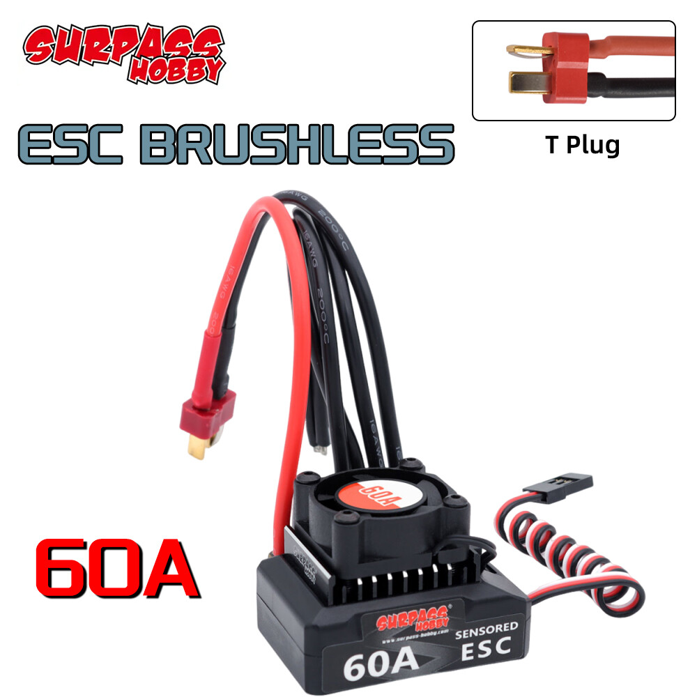 SURPASSHOBBY 60A Sensored Brushless ESC 6V/3A BEC For 1/10 1/12 RC Car 540 Motor