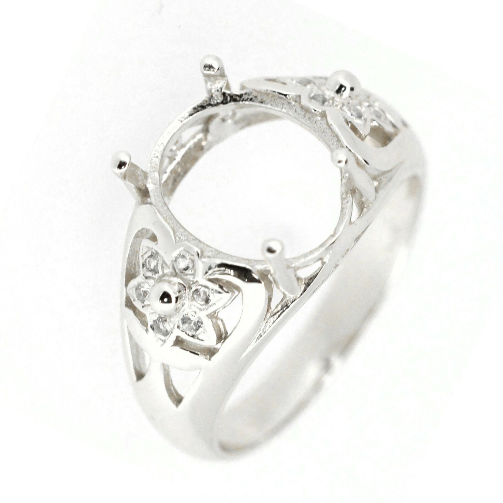 Sterling Silver Semi Mount Ring Setting Oval OV 12x10mm Cabochon