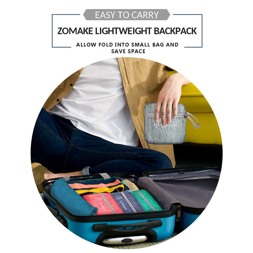 25L Ultra Lightweight Packable Backpack Foldable Hiking Daypack Silver Gray