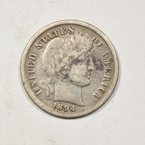 1894 BARBER DIME ~ LIGHT SCRATCHES ~ BOLD FINE/VF DETAILS!
