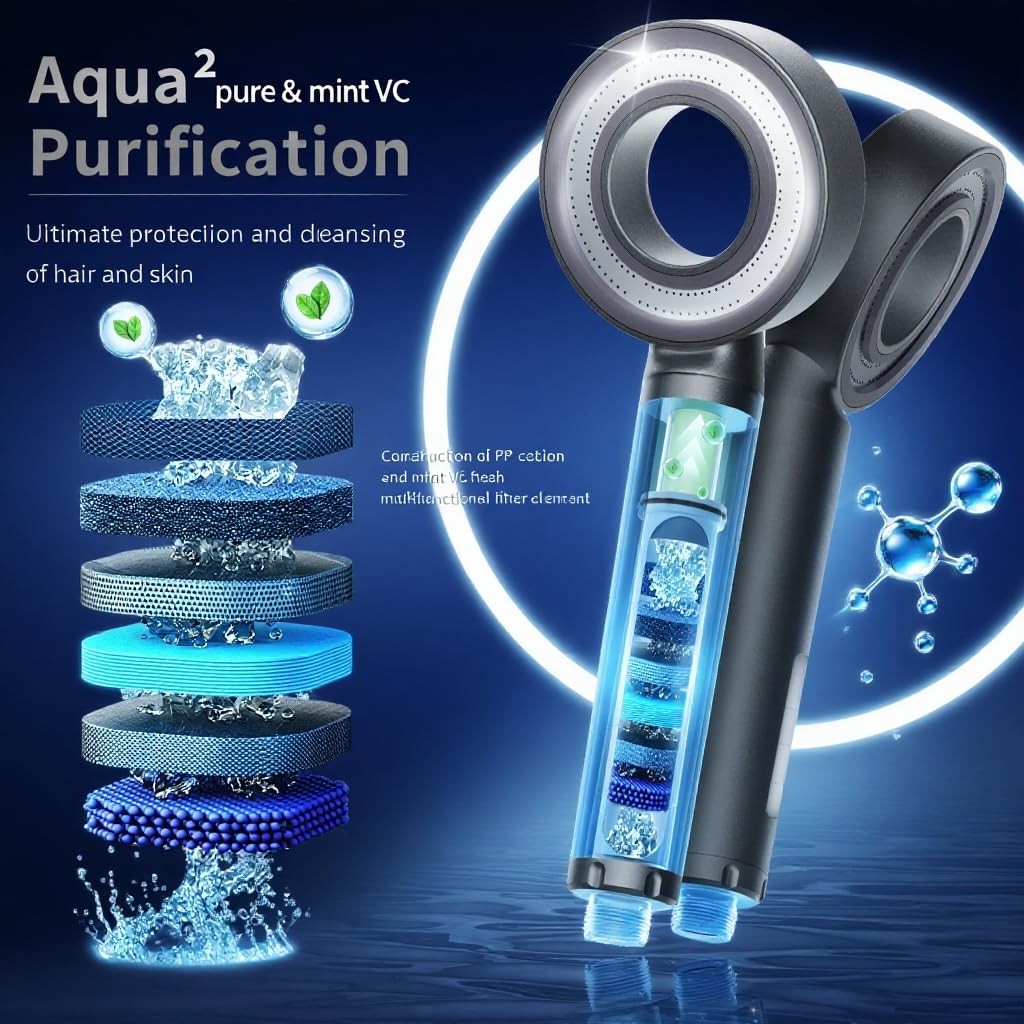 High Pressure Handheld Shower Head, Replaceable Lavender Filter, Vitamin C & ...