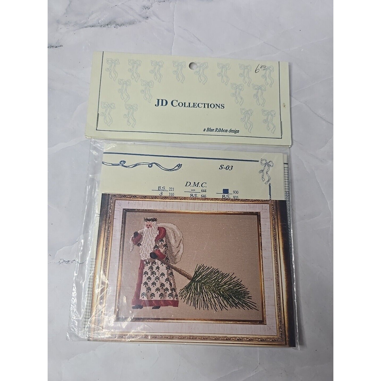 1991 JD Collections Cross Stitch Chart Pine Tree Santa