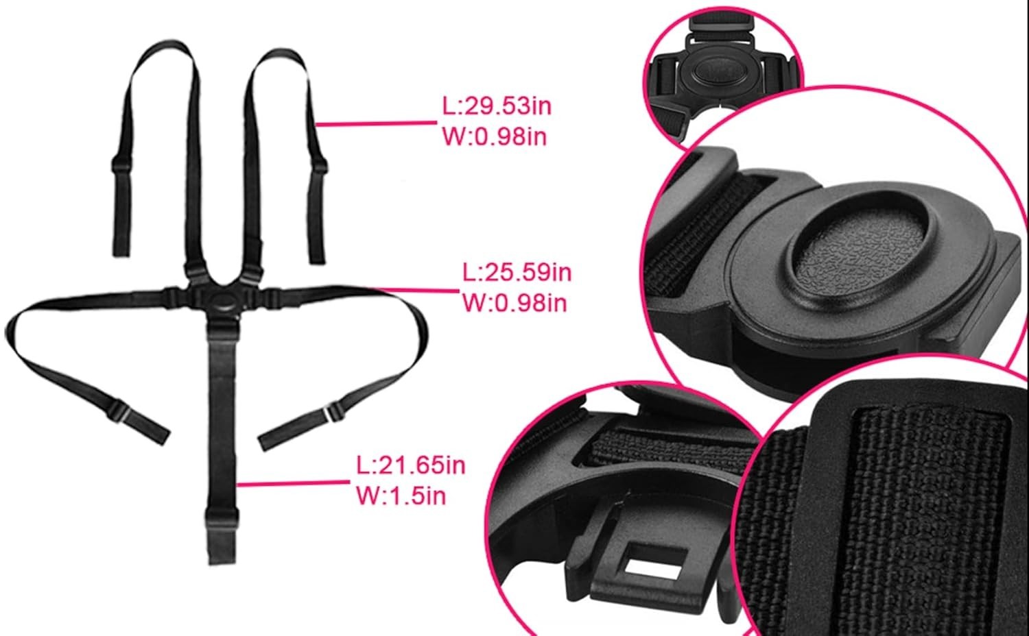 Adjustable 5-Point Safety Harness for Strollers & High Chairs