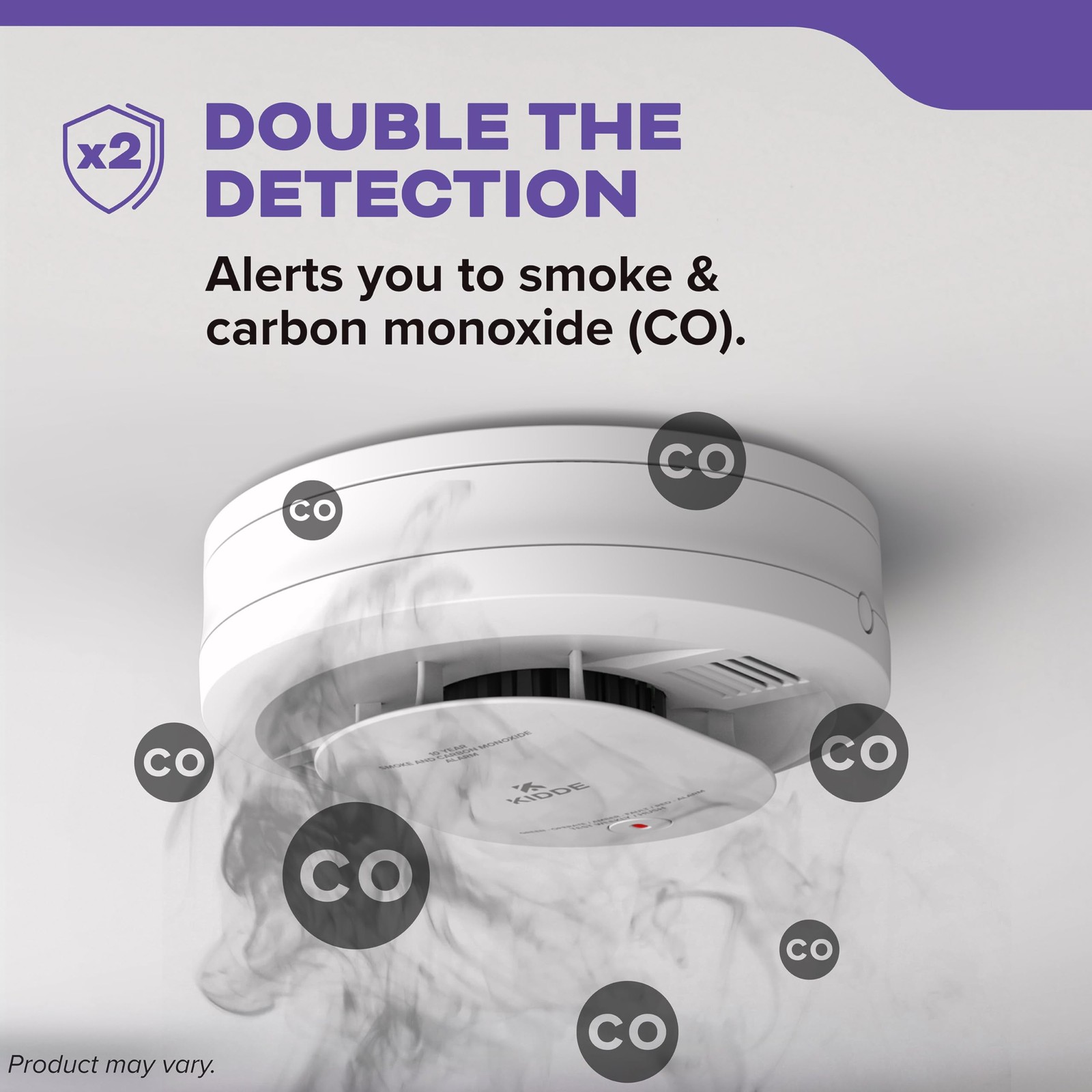 Kidde Monoxide Detector 10-Year Battery Powered Voice Alerts Led Warning Light