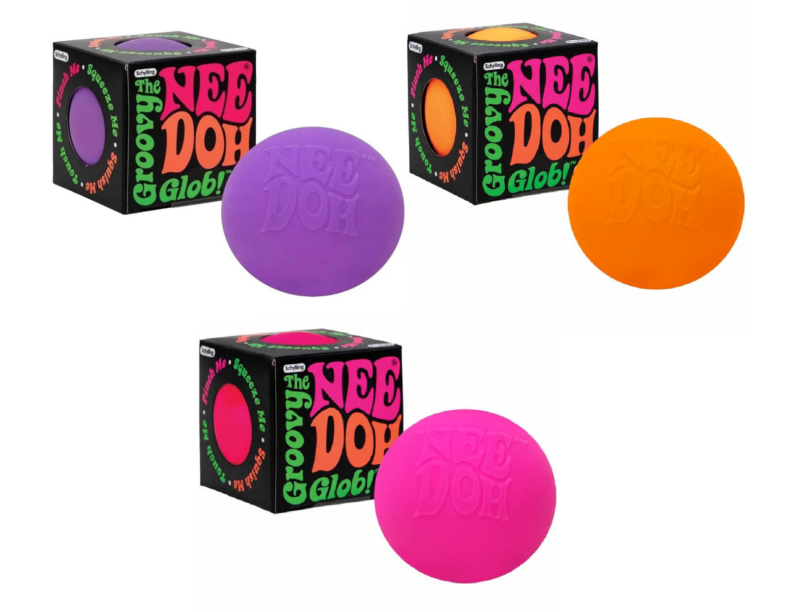 Lot of (3) NeeDoh The Groovy Glob Schylling Stres Ball Squishy Fidget Toy Sealed