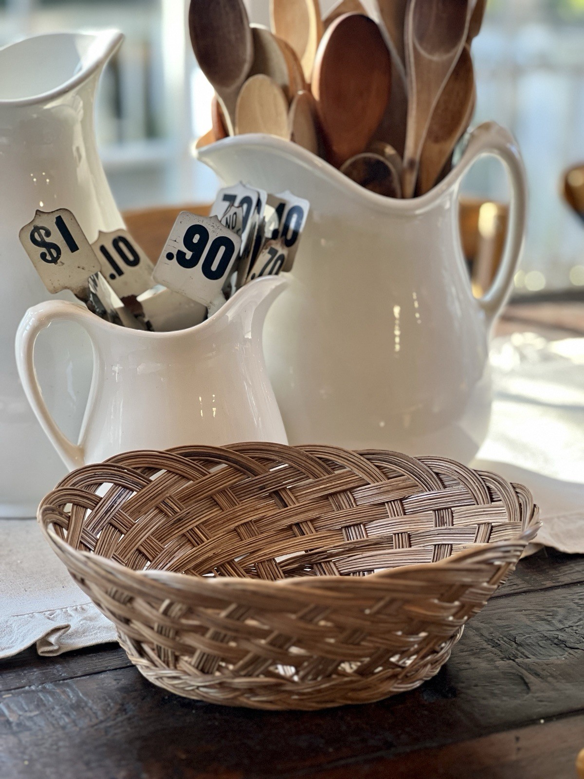 Vintage Oval Braided Wicker Fruit Basket