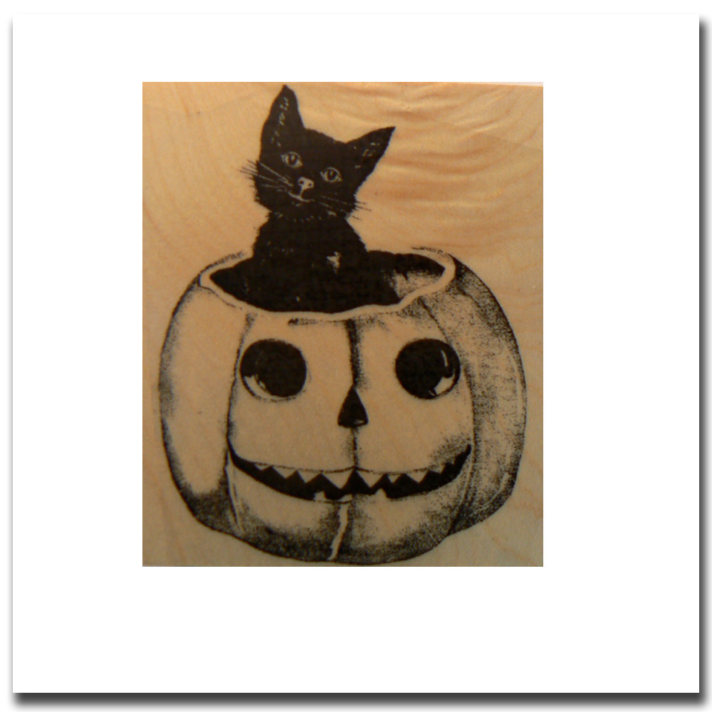 Halloween Pumpkin Cat rubber stamp P16