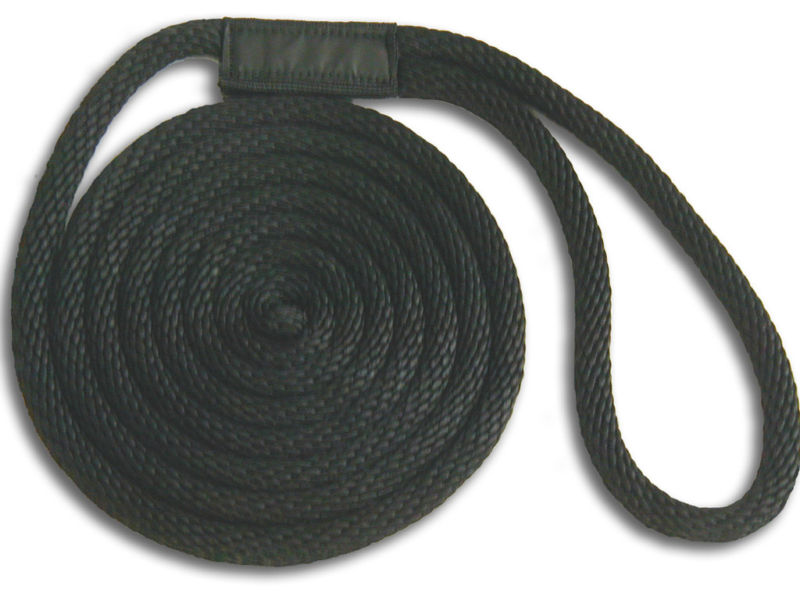 1/2" x 30' Solid Braid Dock Lines - Black - Made in USA